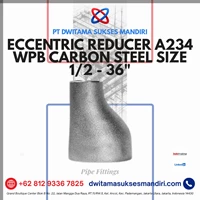 Eccentric Reducer (Reduser Eccentric) A234 WPB Carbon Steel Size 1/2 - 36